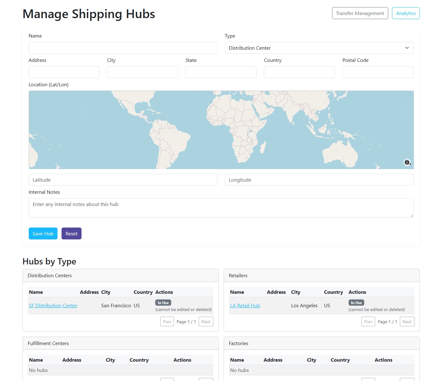 Shipments & Transfers